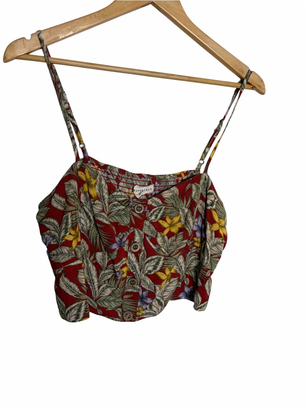 NWT Aeropostale tropical floral faux button up crop top size XL